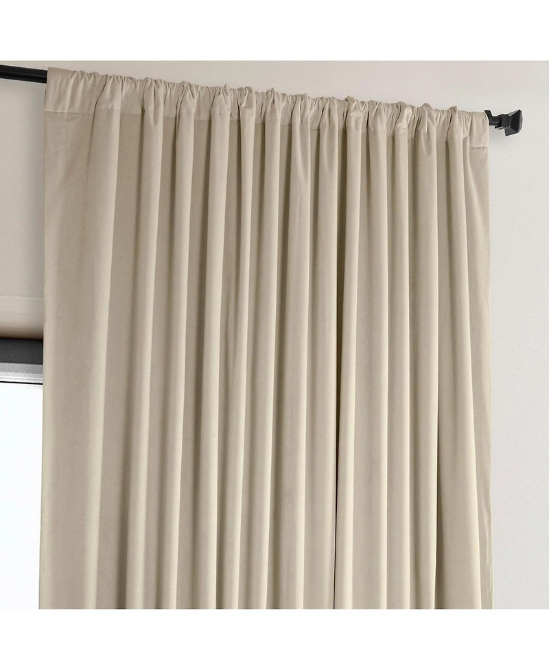Half Price Drapes Angora Beige Extra Wide Signature Plush Velvet Hotel Blackout Curtain