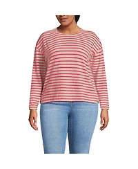Lands' End Plus Long Sleeve Mariner Jersey Crewneck Tee