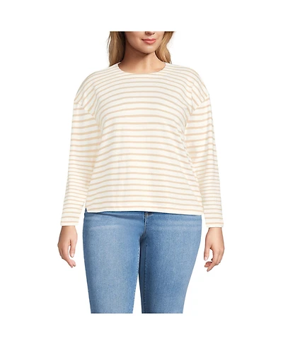 Lands' End Plus Long Sleeve Mariner Jersey Crewneck Tee