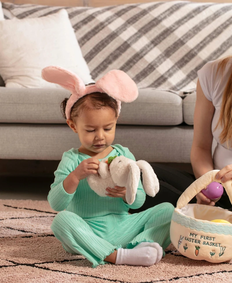 Sperric Easter Baby Plush Playset with Easter Basket, Bunny Holding Carrot, Easter Egg, and Squeaky Chicken, Sensory and Decorative Toys for Babies &