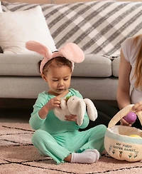 Sperric Easter Baby Plush Playset with Easter Basket, Bunny Holding Carrot, Easter Egg, and Squeaky Chicken, Sensory and Decorative Toys for Babies &