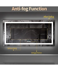 Luvodi 39.37 x 23.62 In Rectangle Led Lighted Bathroom Mirror Bluetooth Speaker Dimming Vanity Mirror