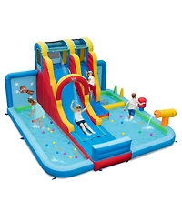 Inflatable Water Slide Water Park with Long Slide and Splash Pools and Ball Pit without Blower