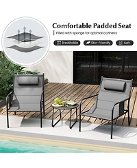 3-Piece Outdoor Bistro Set Patio Chairs and Coffee Table for Balcony, Garden, or Deck