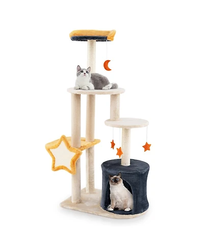 Cute Cat Tree for Indoor Cats with Sisal Scratching Posts & Scratching Board Fun & Cozy Play Tower