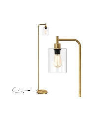 Modern Floor Lamp with Hanging Glass Shade and Foot Switch for Living Room