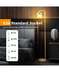 Modern Floor Lamp with Hanging Glass Shade and Foot Switch for Living Room