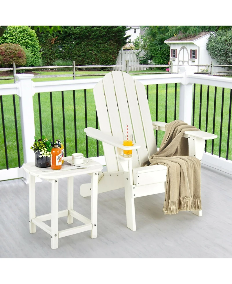 Gymax 2PC Patio Folding Adirondack chair Side Table Cup Holder Poolside