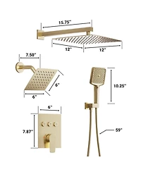 Mondawe 3-Function Dual Shower Head Pressure-balanced System with 4 Sprays Handheld