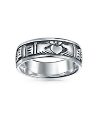 Bling Jewelry Celtic Claddagh Band Silver Ring Couples Oxidized Sterling