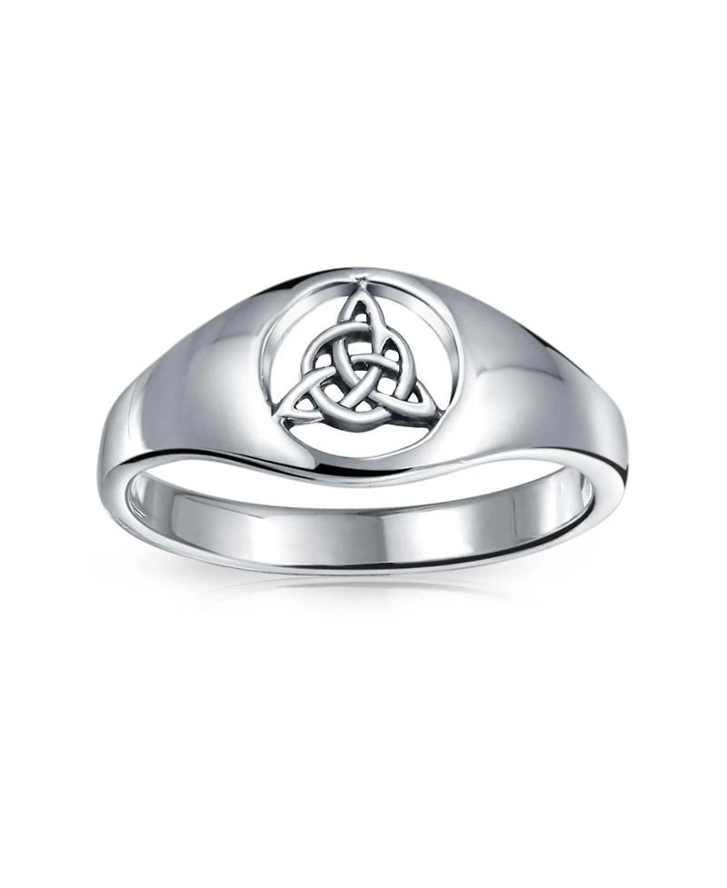 Bling Jewelry Silver Ring with Viking Celtic Infinity Knot Triquetra Signet Design