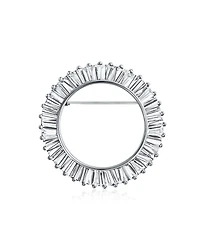 Bling Jewelry Purple Amethyst Cz Baguette Cut Eternity Circle Scarf Brooch Pin Silver Plated