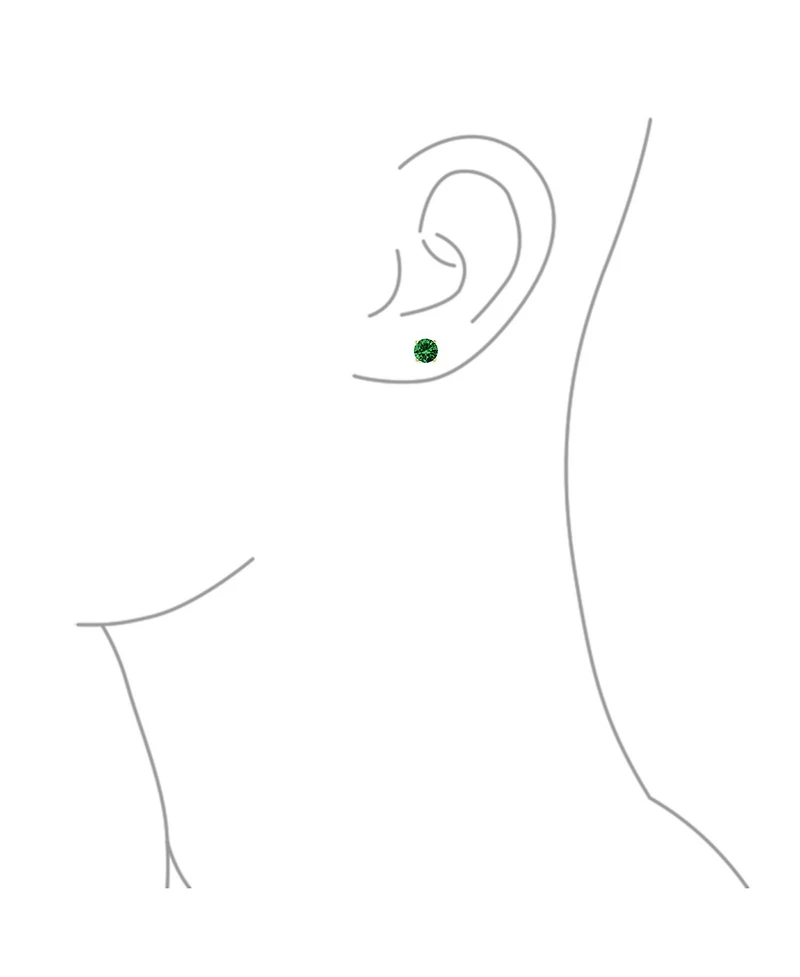 Bling Jewelry 1-2 Ct Round Cz Stud Earrings Pink, Red, Blue, Brown, Green, 14K Gold/Silver