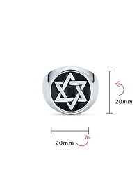 Bling Jewelry Stainless Steel Magen Judaic Star of David Signet Ring and Pendant Set