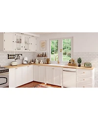 DeerValley Rectangular Fireclay 32" L x 19" W Fireclay Undermount Kitchen Sink with Basket Strainer and Sink Grid