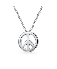 Bling Jewelry Minimalist World Peace Sign Pendant Necklace in Gold Plated Sterling Silver