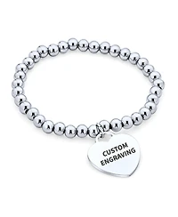 Bling Jewelry Medical Id Bracelet with Heart Charm and Stretchable Stainless Steel Tag