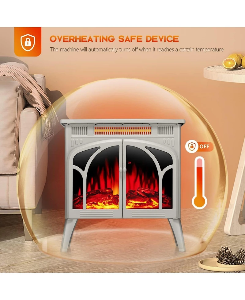 Kismile Electric Firplace Heater, Infrared Heaters with Remote Control and 3D Flame Effect and Heating Mode, Overheating Safe