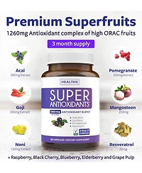 Super Antioxidants Supplement | Acai Berry, Goji, Pomegranate & Trans Resveratrol | Herbal & Fruit Formula for Overall Health, Health's Harmony | 180c