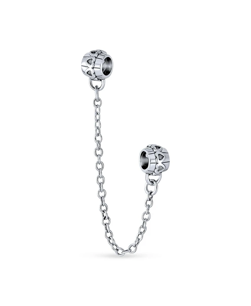 Bling Jewelry Two Tone Love Hearts Safety Chain Spacer Stopper Charm Bead Gold Plated Silver