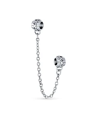 Bling Jewelry Two Tone Love Hearts Safety Chain Spacer Stopper Charm Bead Gold Plated Silver