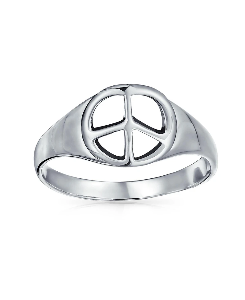 Bling Jewelry Sterling Silver Ring with World Peace Signet