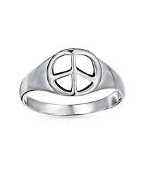 Bling Jewelry Sterling Silver Ring with World Peace Signet
