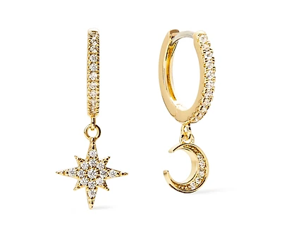 Ana Luisa - Crescent Moon Huggie Hoops - Celeste Silver
