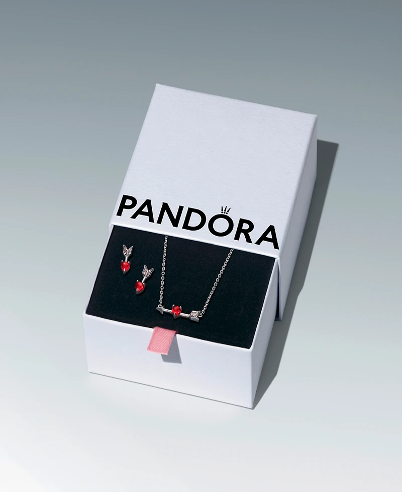Pandora Silver Plated Heart Arrow Jewelry Set