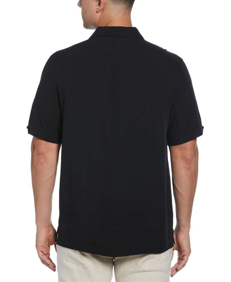 Cubavera Men's Short Sleeve Embroidered Floral Button-Front Camp Shirt