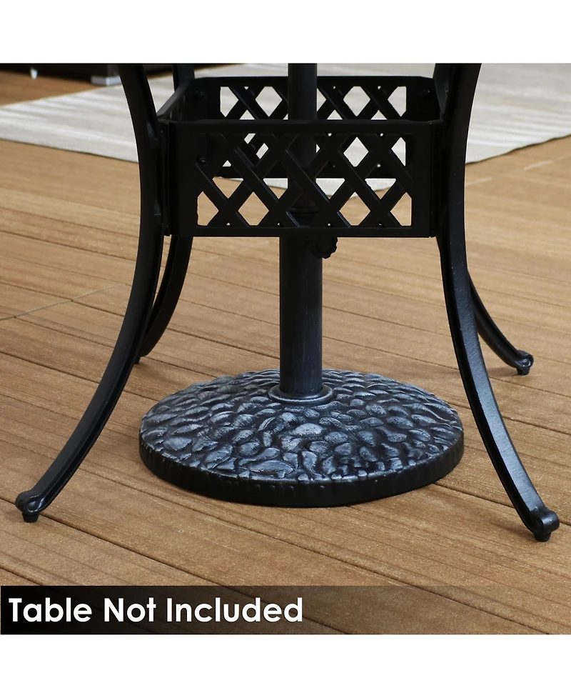 18-Inch Diameter Pebble Texture Resin Patio Umbrella Base - Gray Finish - 1.5- to 2-Inch Pole Diameter