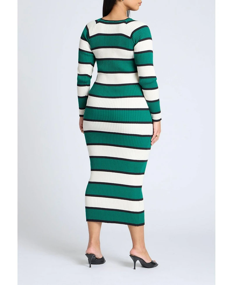 Eloquii Women's Striped Sweater Dress