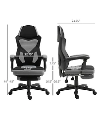Vinsetto Office Chair Adjust Height Recliner with Footrest, Wheel, Mesh Back