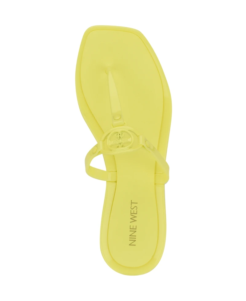 Nine West Women's Dacota T-Strap Square Toe Flat Sandals