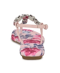 Nine West Women's Dynasti Embellished T-Strap Flat Sandals