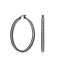 Bling Jewelry Round Channel Set Cz Hoop Earrings Silver Gold Tone Black Stainless Steel 2" Diameter