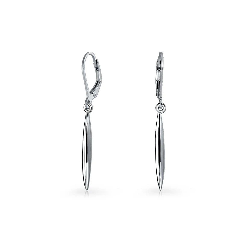Bling Jewelry Feather Motif Linear Dangle Earrings in Sterling Silver