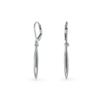 Bling Jewelry Feather Motif Linear Dangle Earrings in Sterling Silver