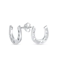 Bling Jewelry Good Luck Horseshoe Stud Earrings in Sterling Silver Western Jewelry
