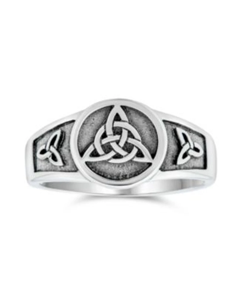 Bling Jewelry Silver Ring with Viking Celtic Infinity Knot Triquetra Signet Design