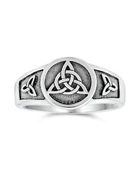 Bling Jewelry Silver Ring with Viking Celtic Infinity Knot Triquetra Signet Design