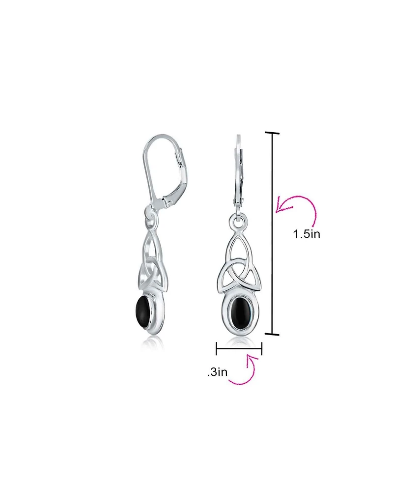 Bling Jewelry Love Knot Oval Bezel Set Natural Amethyst Topaz Onyx Quartz Turquoise Dangle Earrings .925 Sterling Silver