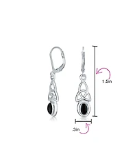 Bling Jewelry Love Knot Oval Bezel Set Natural Amethyst Topaz Onyx Quartz Turquoise Dangle Earrings .925 Sterling Silver