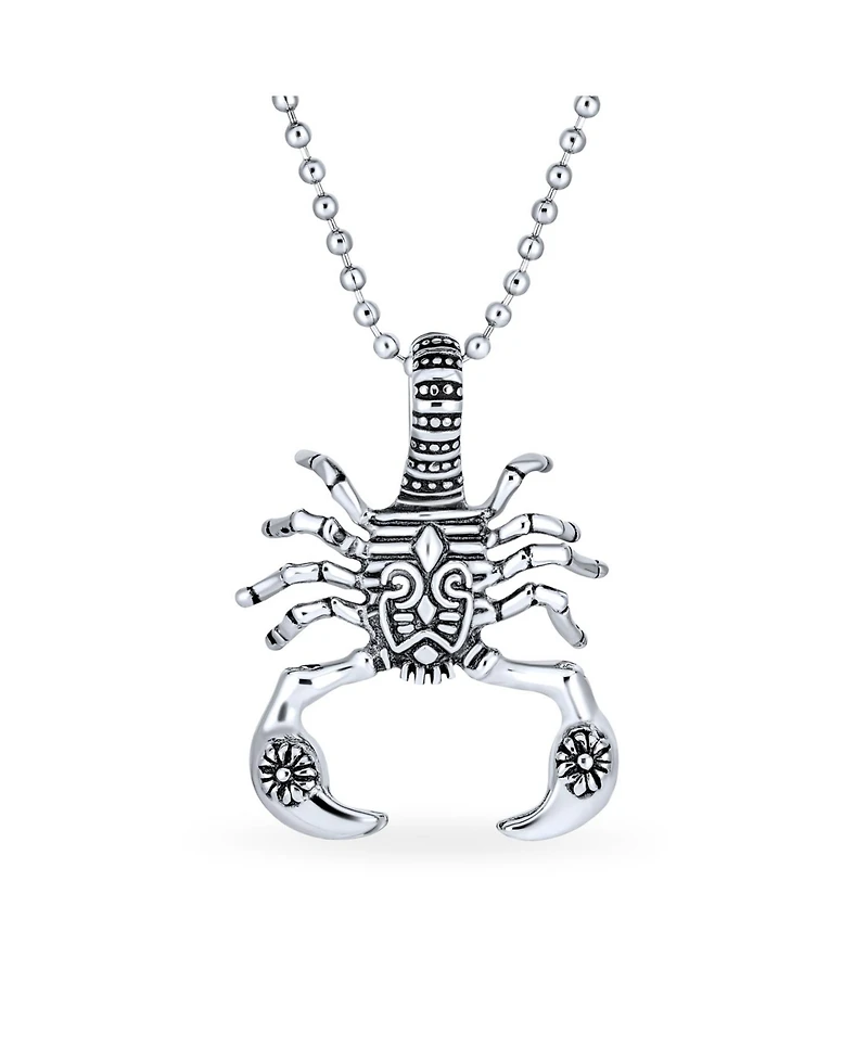 Bling Jewelry Tribal Zodiac Scorpion Necklace Stainless Steel Oxidized Black 20 Inches