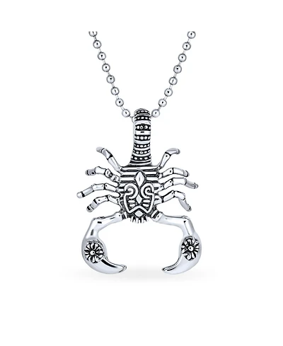 Bling Jewelry Tribal Zodiac Scorpion Necklace Stainless Steel Oxidized Black 20 Inches