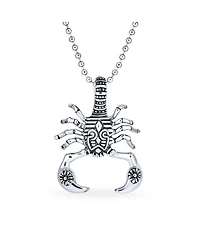 Bling Jewelry Tribal Zodiac Scorpion Necklace Stainless Steel Oxidized Black 20 Inches