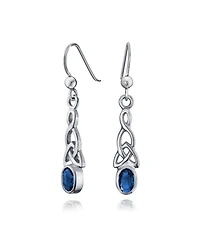 Bling Jewelry Bff Blue Kelly Green Simulated Emerald Love Knot Dangle Earrings Sterling Silver