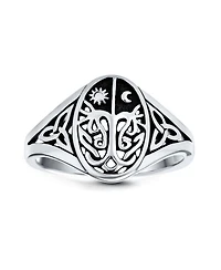 Bling Jewelry Celestial Celtic Sun Moon Tree Of Life Signet Silver Ring Antique Style Sterling