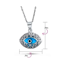 Bling Jewelry Turkish Amulet Nazar Blue Evil Eye Filigree Charm Pendant Necklace Silver