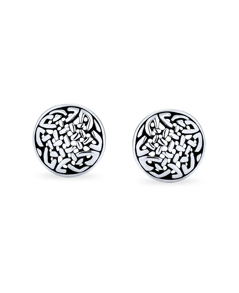 Bling Jewelry Viking Celtic Knot Stud Earrings in Oxidized Sterling Silver